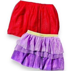 Little Girls Holiday Tulle Tutu Tiered Skirt 2 Piece Bundle Set Size 4/5 & 5
